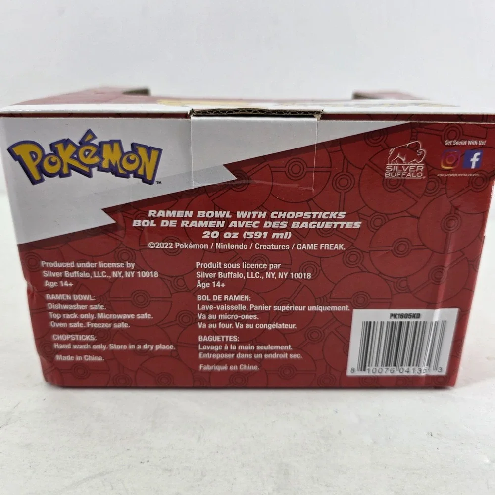 Pokémon Pokeball 20 oz Ceramic Ramen Bowl With Chopsticks NEW